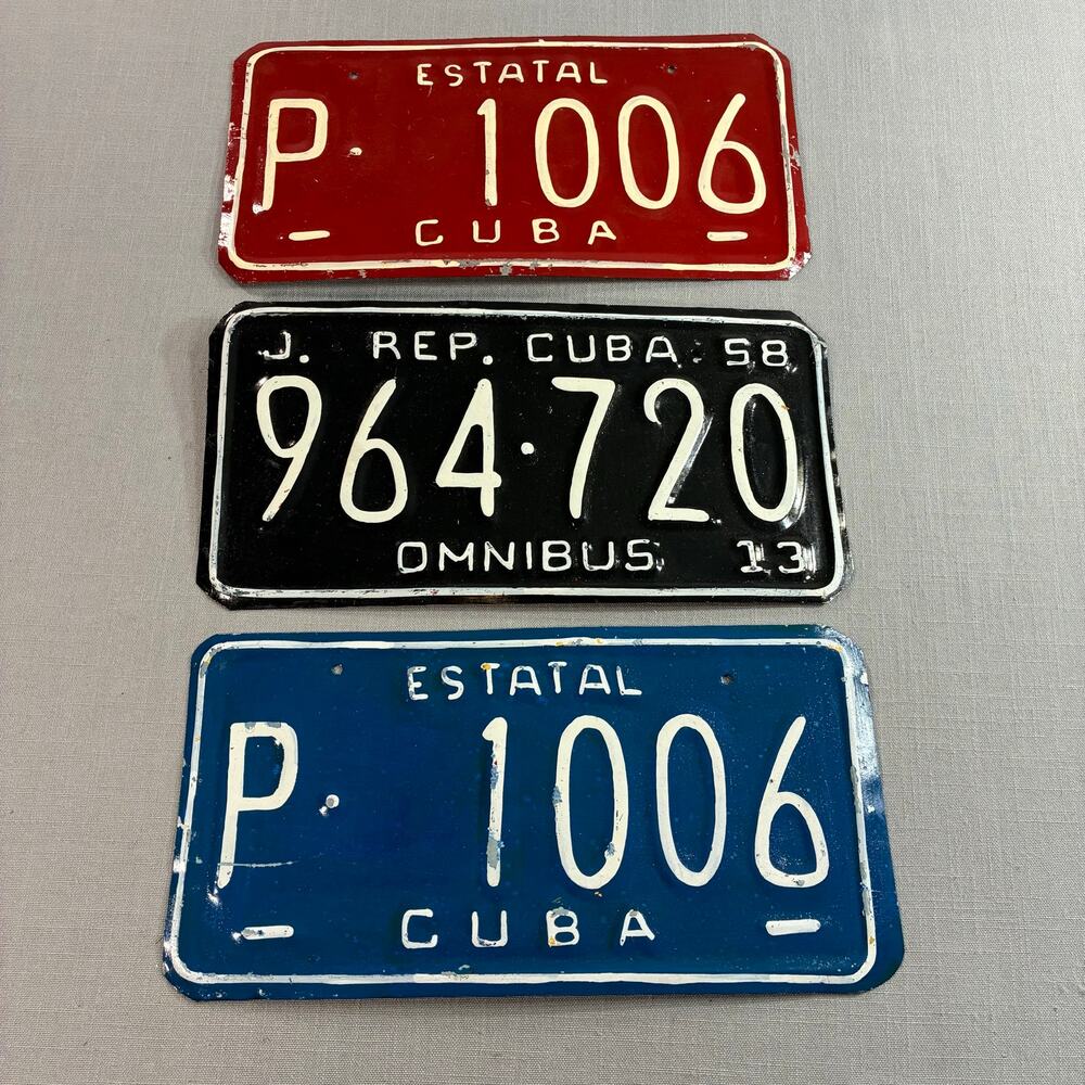 Vintage Metal License Plate Lot of 3 Decorative Automotive Wall Display